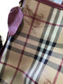 Burberry Haymarket Canter Panel Bow Tote Small Raspberry